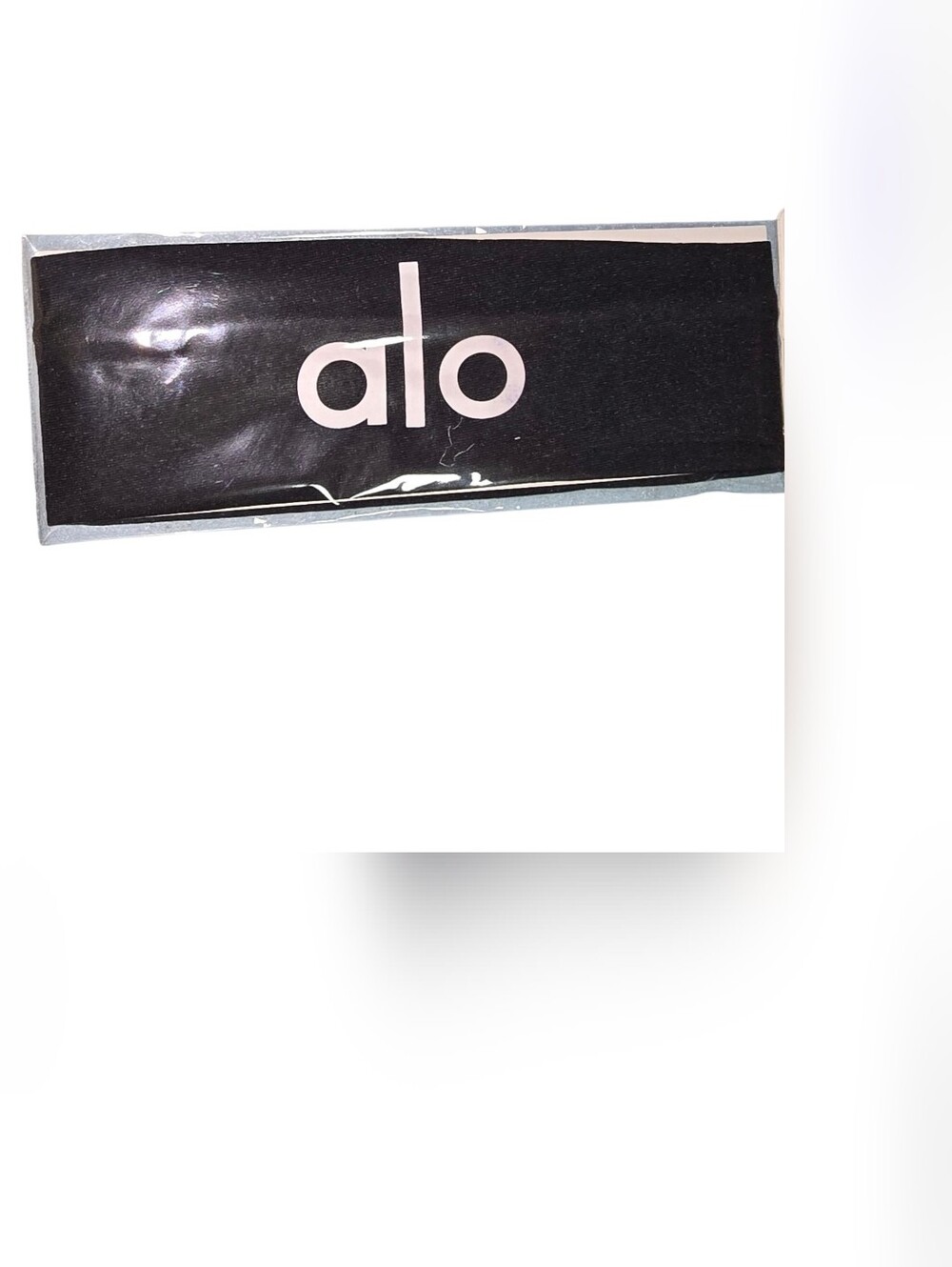 ALO Yoga Black Headband with Pale Pink Logo